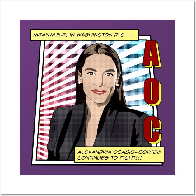 Alexandria Ocasio-Cortez Comic Wall Art by SequinFreud